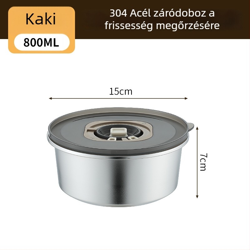 304 rozsdamentes acél ebédes doboz, kerek, 800–1000 ml kapacitás, hordozható és zárható