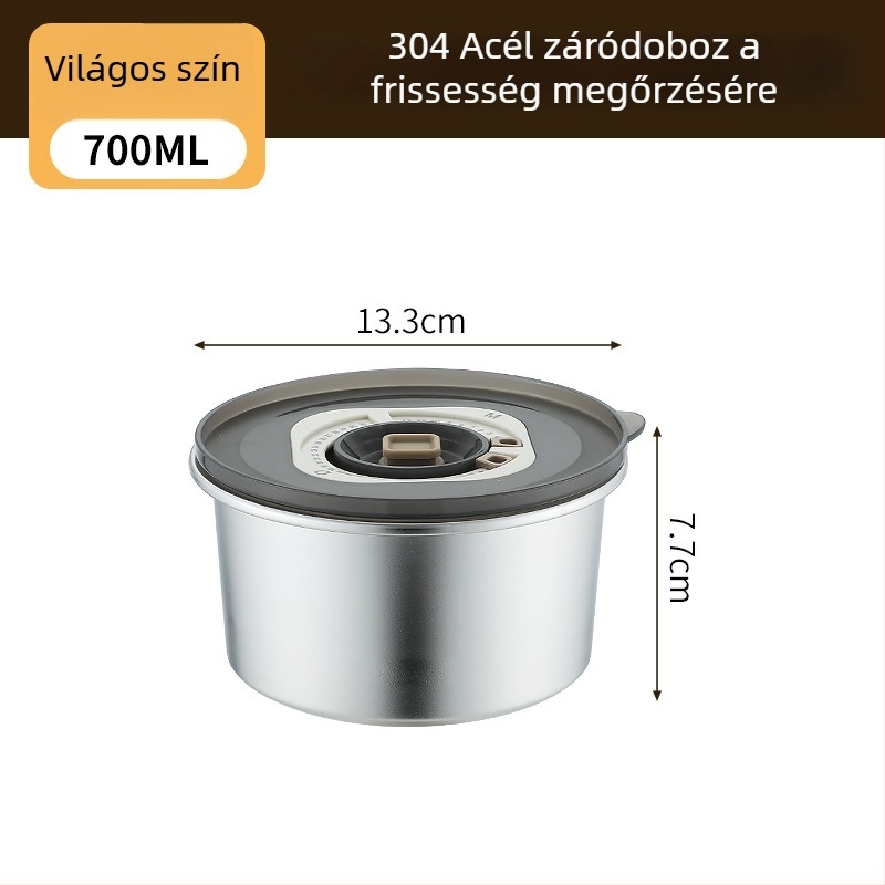 304 rozsdamentes acél ebédes doboz, kerek, 800–1000 ml kapacitás, hordozható és zárható