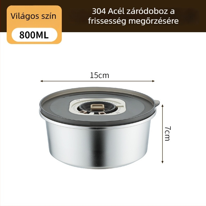 304 rozsdamentes acél ebédes doboz, kerek, 800–1000 ml kapacitás, hordozható és zárható