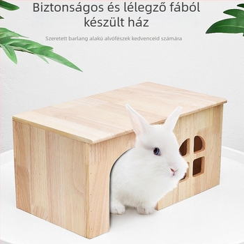 Fából készült ház háziállatok számára – rejtekhely kisállatoknak; anyaga: fa; nem importált; gyártói testreszabás