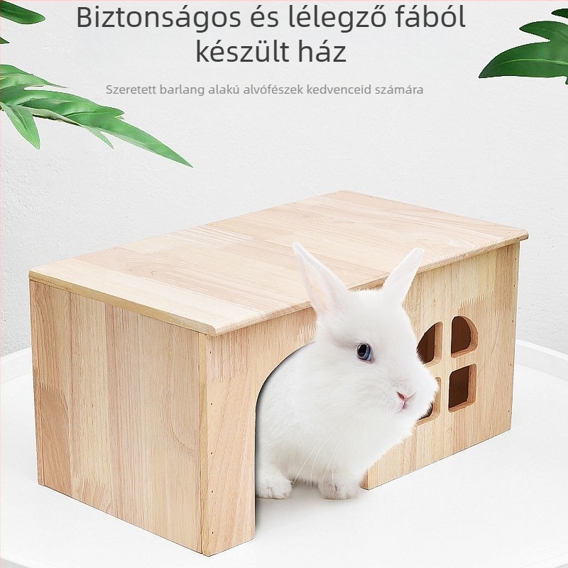 Fából készült ház háziállatok számára – rejtekhely kisállatoknak; anyaga: fa; nem importált; gyártói testreszabás