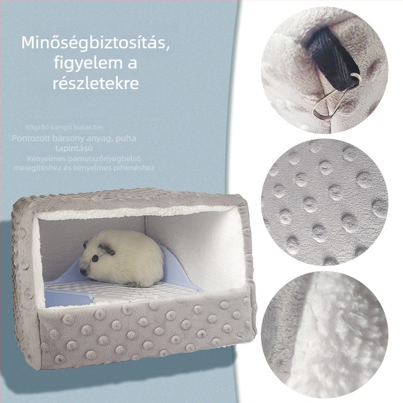 Alsó nélküli pamutfészek kisállatok számára – szélvédő alvó búvóhely beltéri használatra, négy évszakos, téglalap alakú