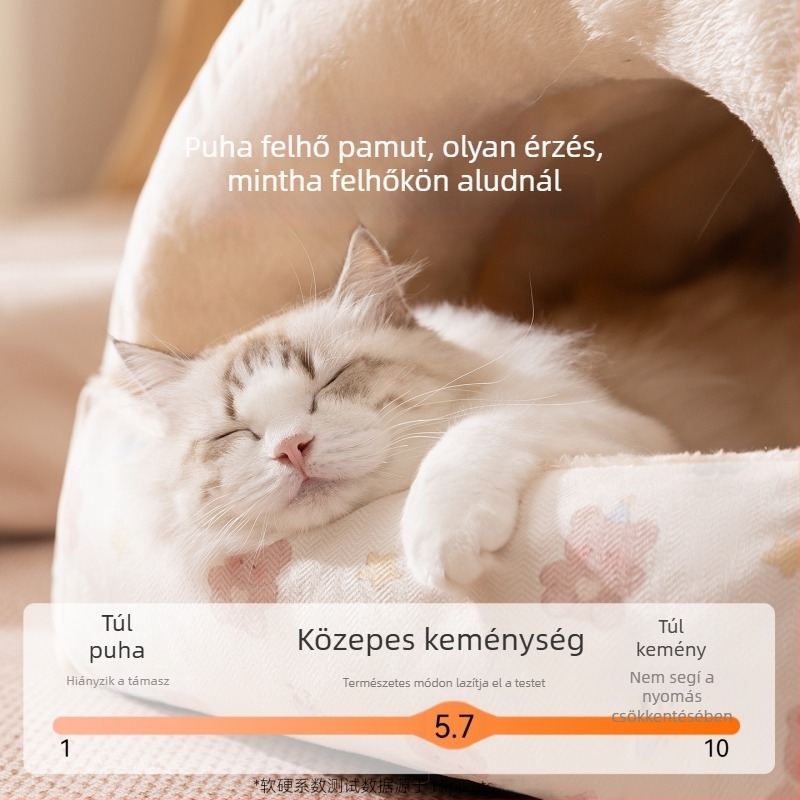 Plüss macskafészek, zárt téli meleg, mosható, négy évszakos beltéri használatra macskáknak és kistestű kutyáknak