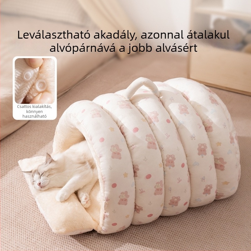 Plüss macskafészek, zárt téli meleg, mosható, négy évszakos beltéri használatra macskáknak és kistestű kutyáknak