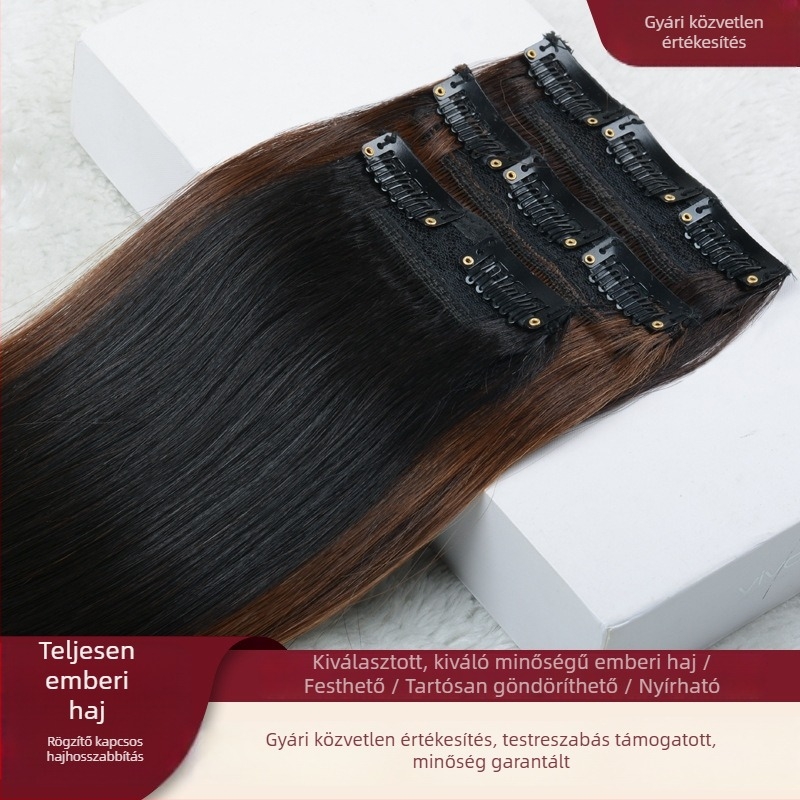 Valódi hajból készült toppers a korona területére, volumenpárnázattal, varrat nélküli, láthatatlan, hosszú hajhoz