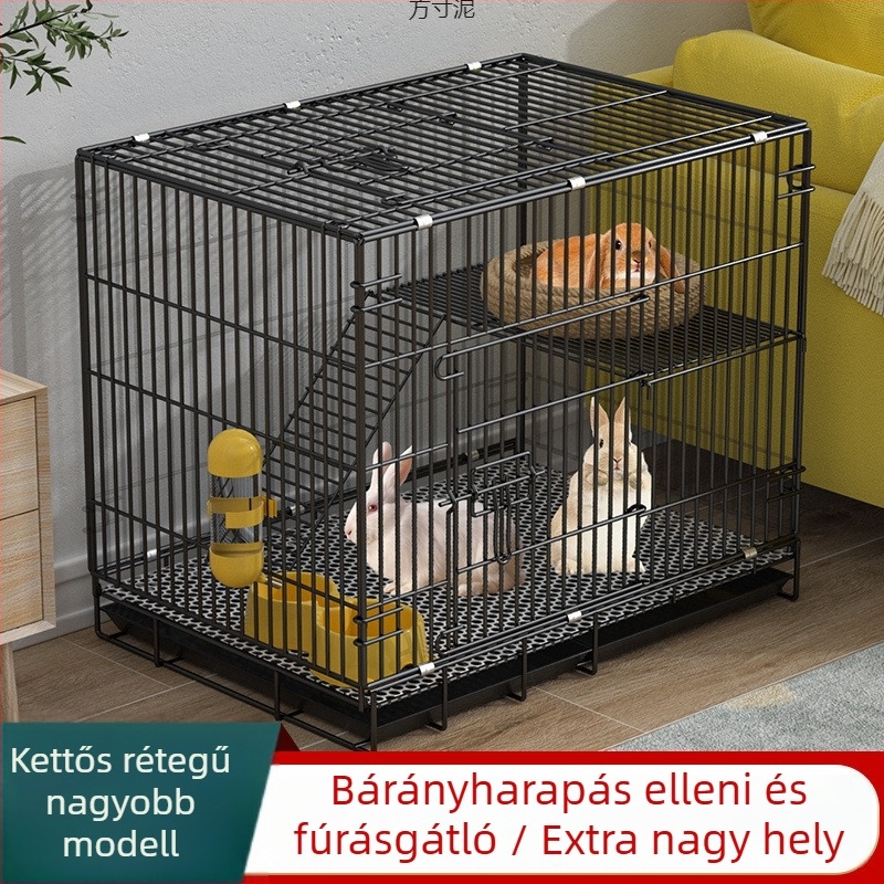 Belső használatra szánt fém nyúlketrec automata ürülék-tisztítással, nyulaknak és tengerimalacoknak
