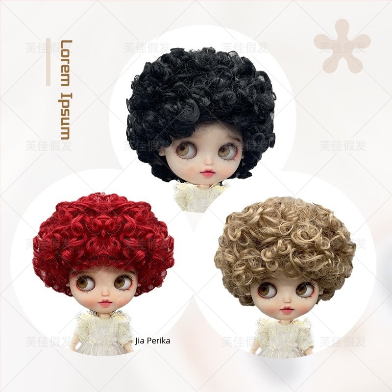 BJD baba paróka, rövid göndör haj, modell LBB, hőálló vezeték, rajzfilmszerű stílus, gödrör frufru, Zhejiang eredet