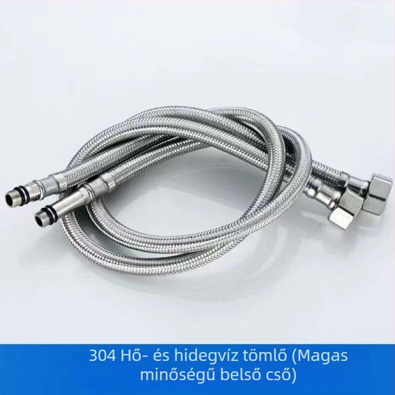 Rozsdamentes acélhálós tömlő csaptelephez, univerzális szerelés, 1,0 MPa, 90°C