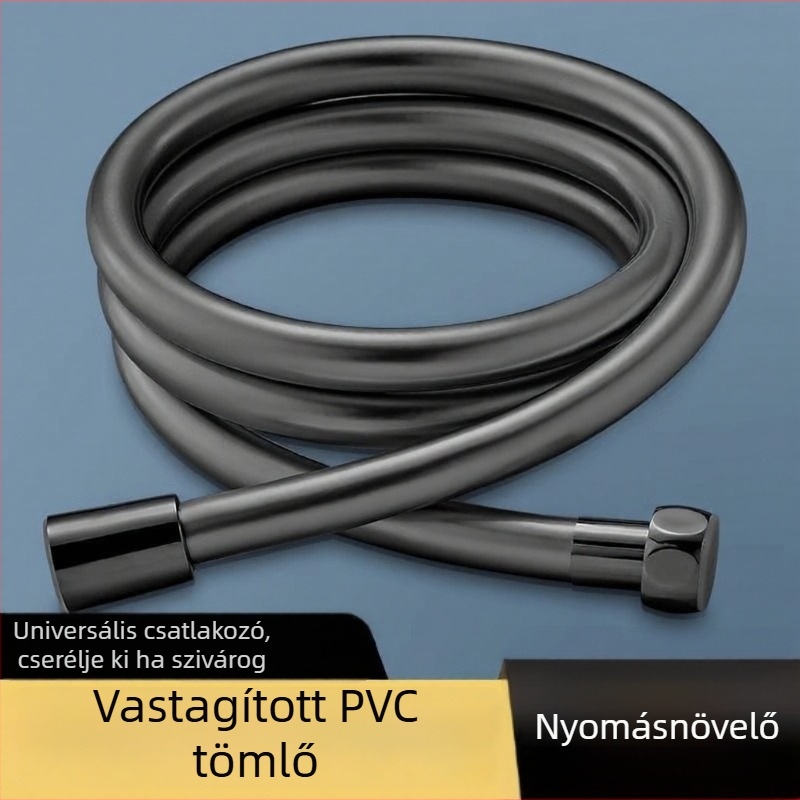 PVC zuhanycső rozsdamentes acél csatlakozókkal, menetes csatlakozás, névleges nyomás 10 bar, működési hőmérséklet 100°C, fagyálló és magas hőmérséklet ellenállás