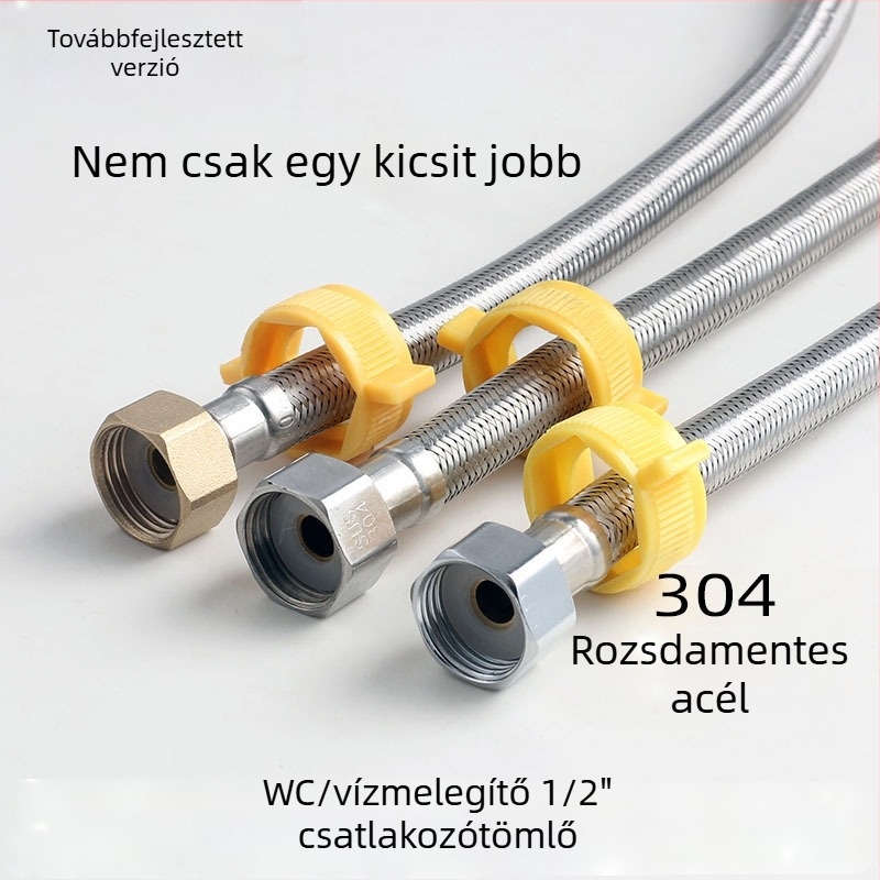 304 rozsdamentes acél, zsinórkötésű tömlő, magas nyomású bemenet vízmelegítő és WC számára, 1/2 hüvelyk