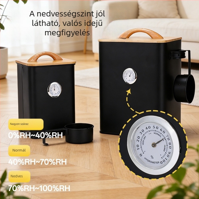 Sunlight galvanizált vasból készült állateledel-tároló edény bambusz fedővel, tömített, macska- és kutyaeledelhez és jutalomfalatokhoz, 6 L és 3 L