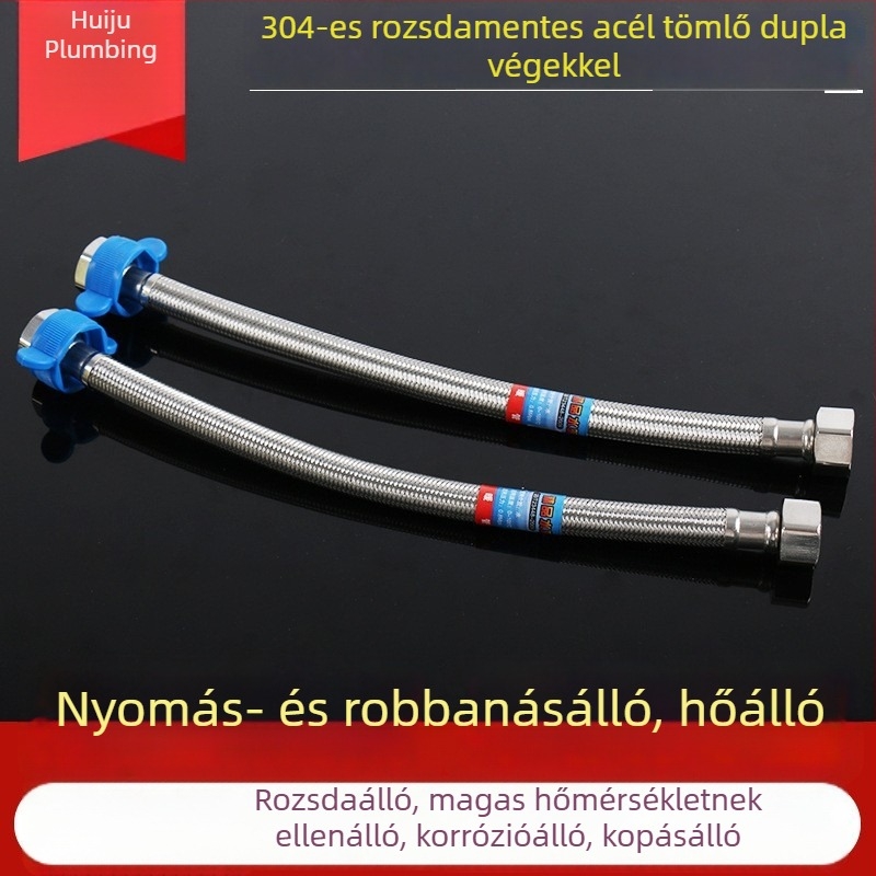 304 rozsdamentes acél huzalszálas tömlő, megerősített, két végcsatlakozóval