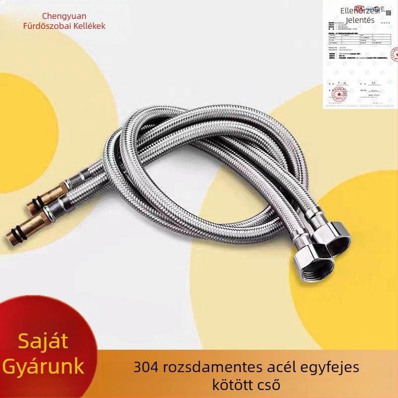 Rozsdamentes acél egyfejű fonott vízbekötőcső mosogatóhoz – 1,6 MPa, 0–80°C, kézi szerelés, modern stílus