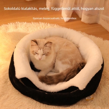 Z hímzett Panda teljesen zárt macskaház, téli meleg és vastagított kialakítás, kis- és közepes méretű kutyáknak, levehető és mosógépben mosható