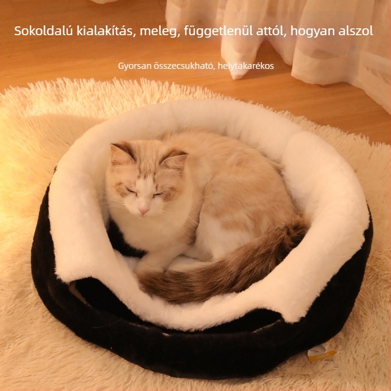 Z hímzett Panda teljesen zárt macskaház, téli meleg és vastagított kialakítás, kis- és közepes méretű kutyáknak, levehető és mosógépben mosható
