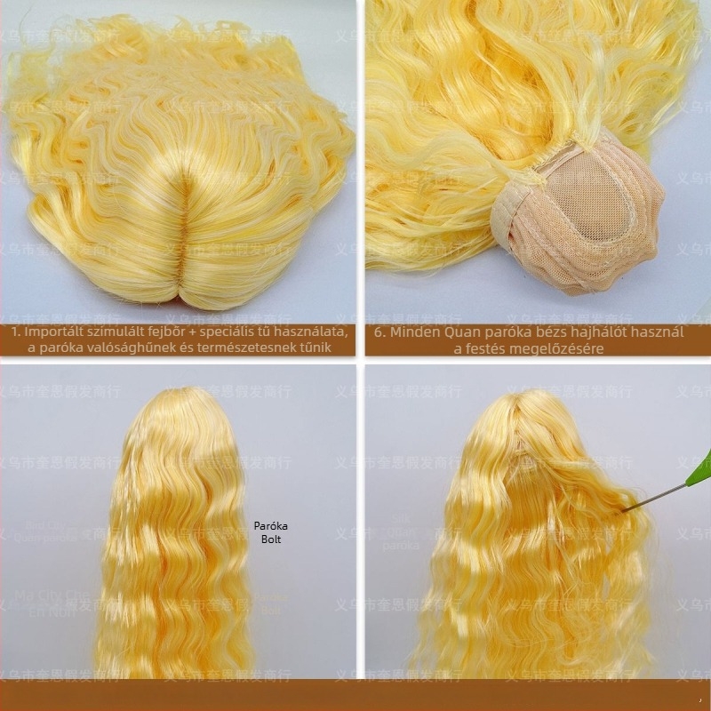 Quinn paróka – rövid, göndör haj, frufruval, kézzel készített paróka, fej kerület 26 cm, viselhető cosplayhoz