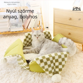 Macskafészek - Anyagok: nyúl szőre, vászon, báránygyapjú; Márka: Le youpai; Kategória: kisállatfészek