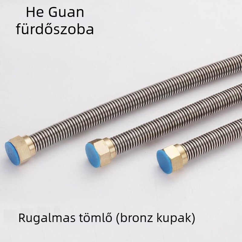 Rozsdamentes acél gofrált vízbevezető cső WC-hez és bojlerhez, csavaros csatlakozás, modell Copper head corrugated pipe, névleges nyomás 0.8–1.2 MPa, 0–90°C, Crane Crown