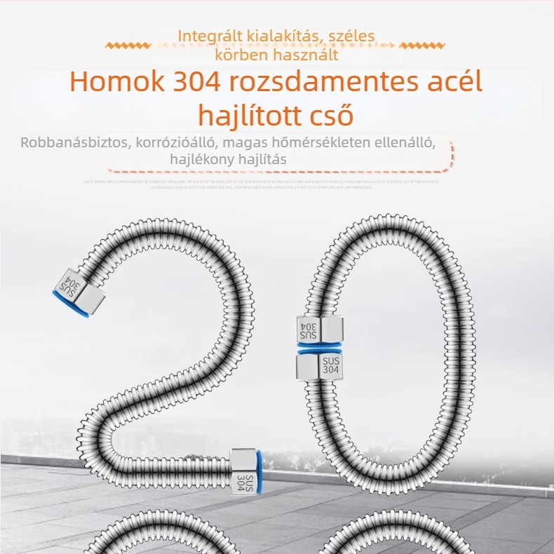 BWG modellű 304 rozsdamentes acél hajlított beömlőcső a csaphoz, forró és hideg vízhez, modern minimalist stílus