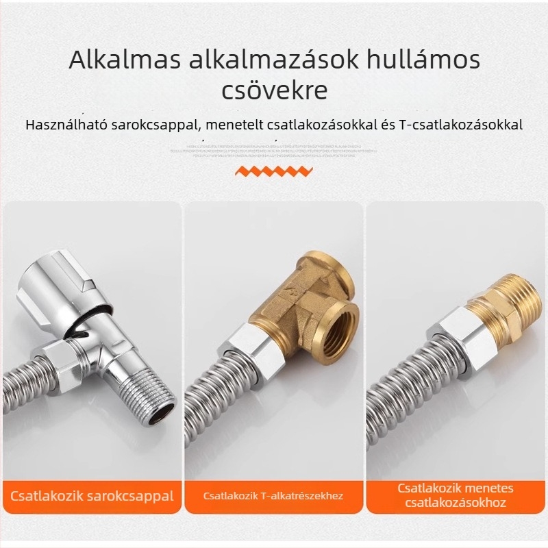 BWG modellű 304 rozsdamentes acél hajlított beömlőcső a csaphoz, forró és hideg vízhez, modern minimalist stílus