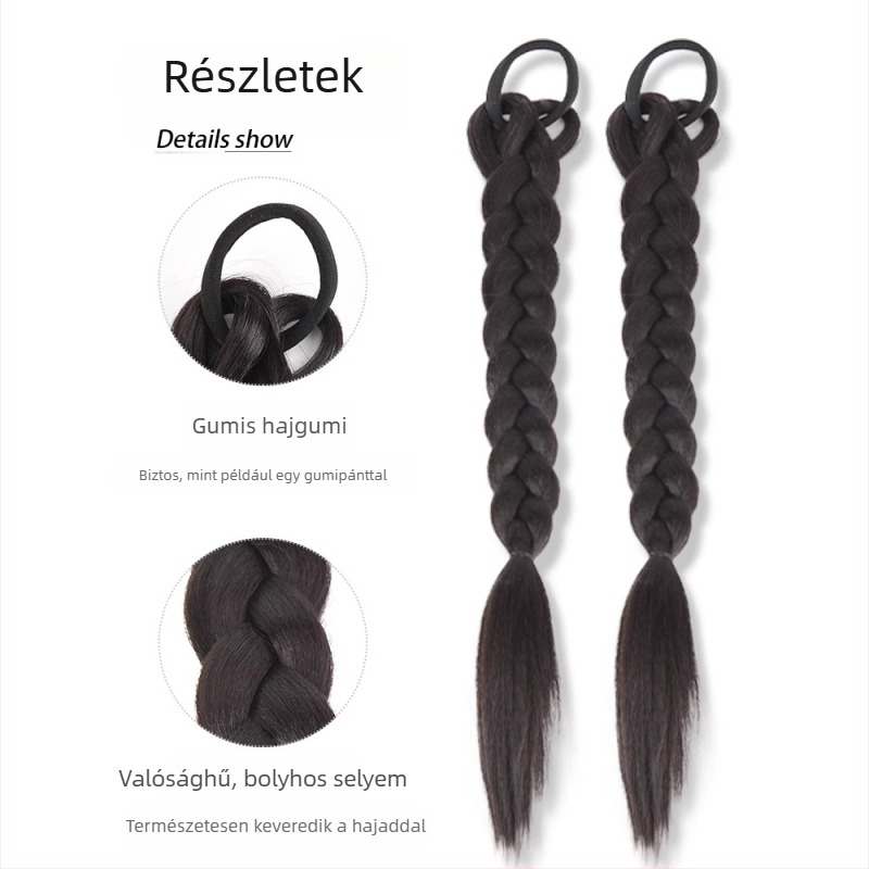 Póthaj paróka fonott hajjal, magas hőmérsékletű szál, középhosszú, modell PY07, nőknek, csillag divat stílus