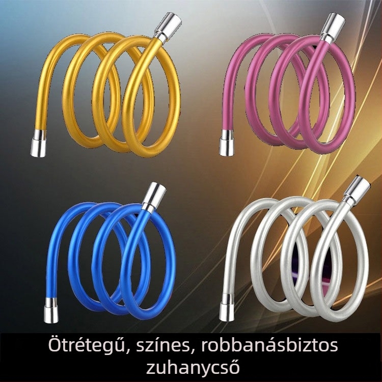 PVC zuhanycső permetezőfejjel, 1,5–2 m hosszú, ezüstszürke szín