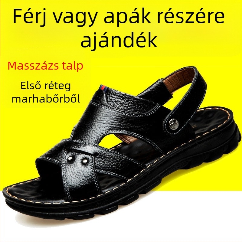 Férfi bőrszandál masszázs talppal és platformmal