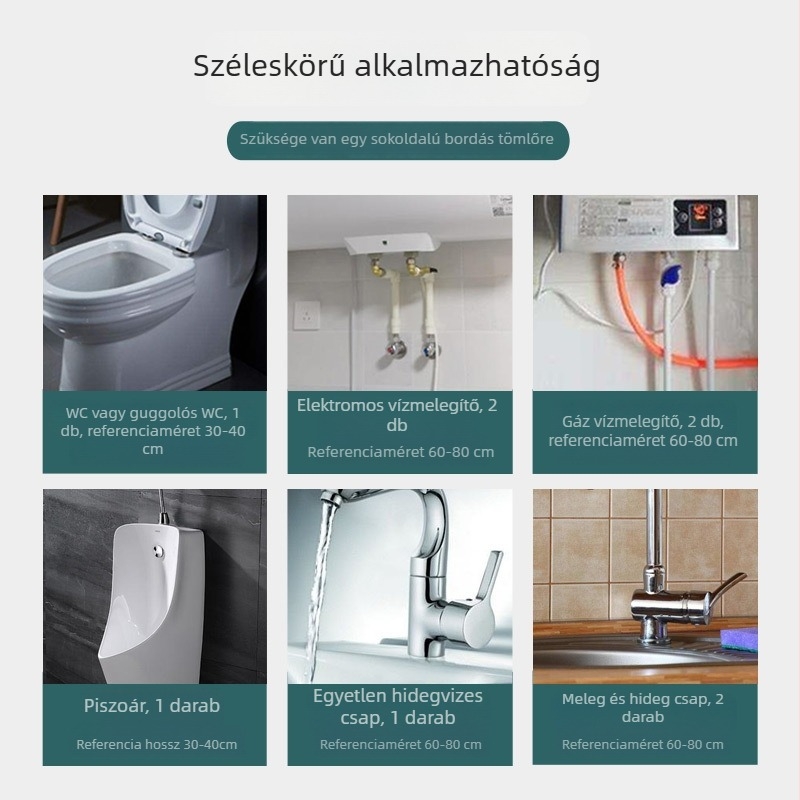 PERT műanyag hajlított beömlőcső WC-hez és bojlerhez, meleg és hideg víz, 4 csatlakozás DN15, spirális beépítés