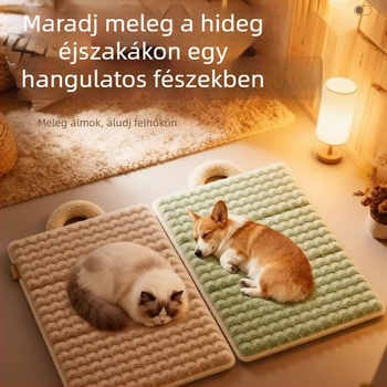 Meleg plüss ágy háziállatok számára – vízálló, kétoldalas kutya- és macskaágy, téli puha plüss