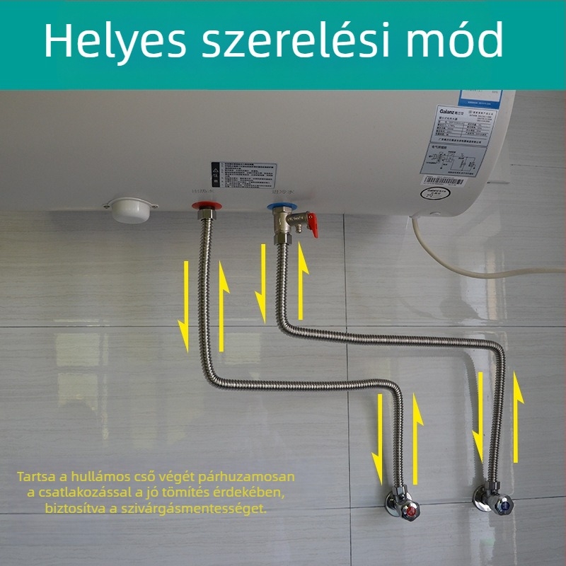 304 rozsdamentes acél hullámcső, 1/2 hüvelyk, magas nyomású, robbanásbiztos bemeneti tömlő melegvíz-bojlerthez és mosdó/ WC csatlakozócső
