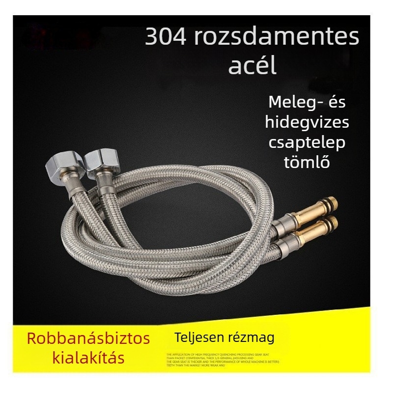 304 rozsdamentes acélból készült fonott tömlő, egyfejű, meleg és hideg vízhez a konyhai mosogatóhoz