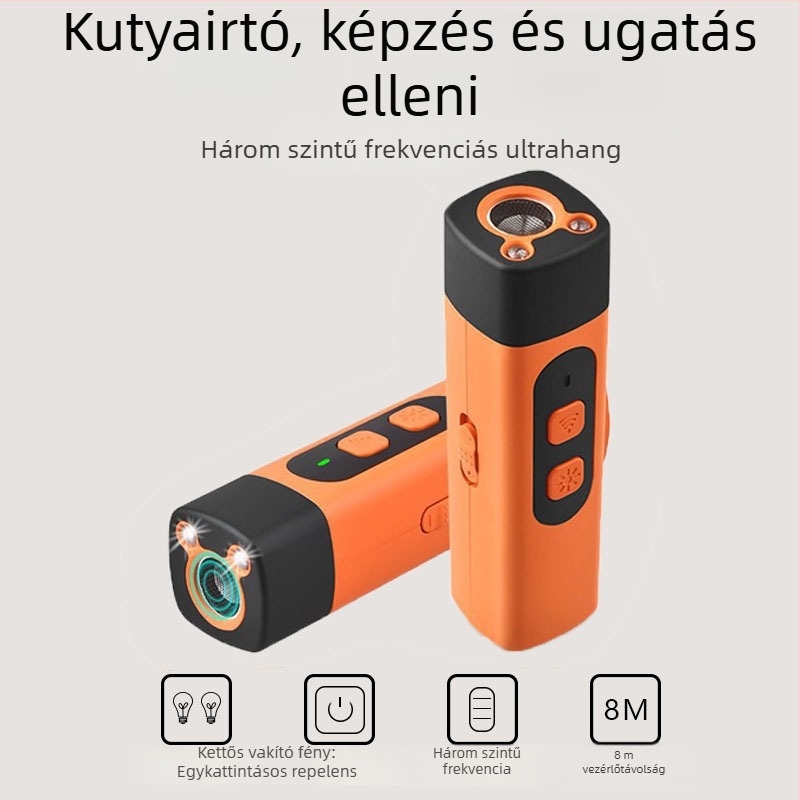 Ultrahangos kutya-képző eszköz, 3-fokozat frekvenciájú szabályozás, nagy teljesítmény, műanyag ház, univerzális használat
