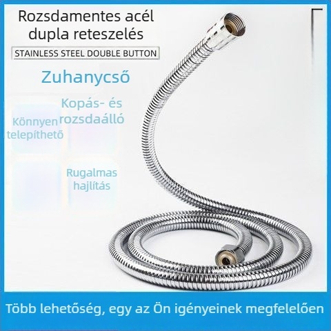 Rozsdamentes acél zuhanycső univerzális csatlakozással, zuhanyfej, robbanásbiztos cső és keverőcsap-alkatrészek bojlerhez