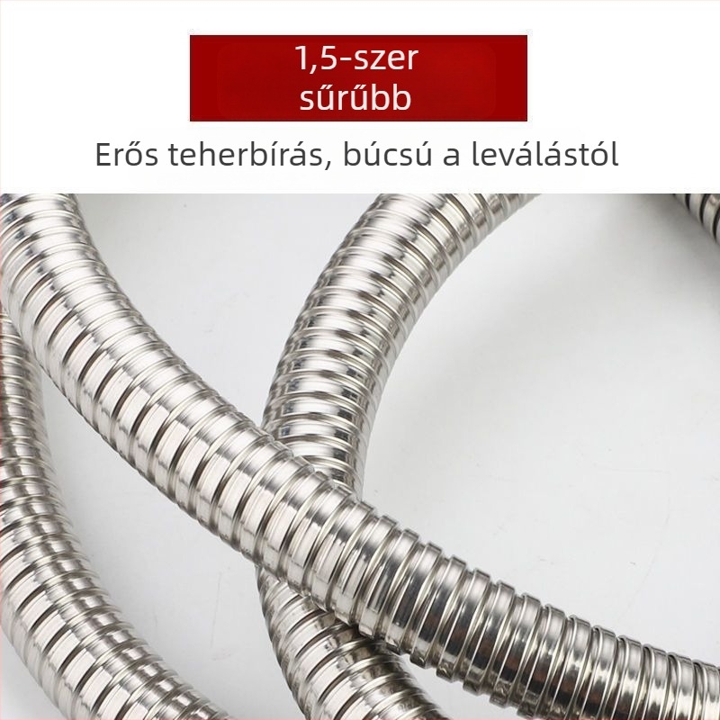 Rozsdamentes acél zuhanycső univerzális csatlakozással, zuhanyfej, robbanásbiztos cső és keverőcsap-alkatrészek bojlerhez