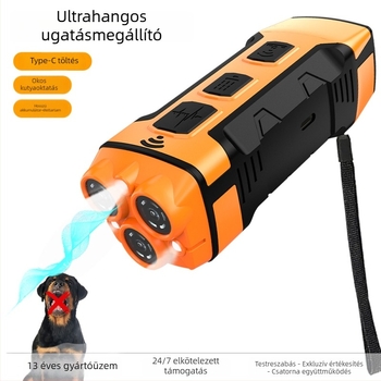 Háromfejű ultrahangos riasztó készülék kutyáknak és macskáknak, magas teljesítményű ultrahang, erős LED jelzés, ABS ház, univerzális használat