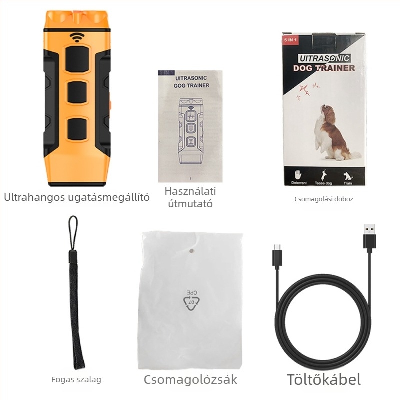 Háromfejű ultrahangos riasztó készülék kutyáknak és macskáknak, magas teljesítményű ultrahang, erős LED jelzés, ABS ház, univerzális használat