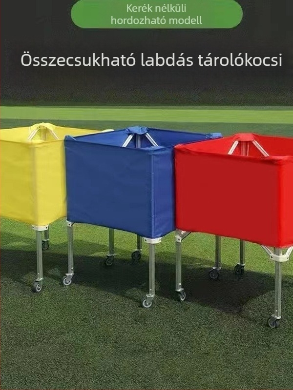 Labdaszállító kocsi és állvány futballhoz, kosárlabdához és röplabdához — mozgatható, összecsukható, vízálló; acél felépítés; súly 4,2 kg; márka Create a leap
