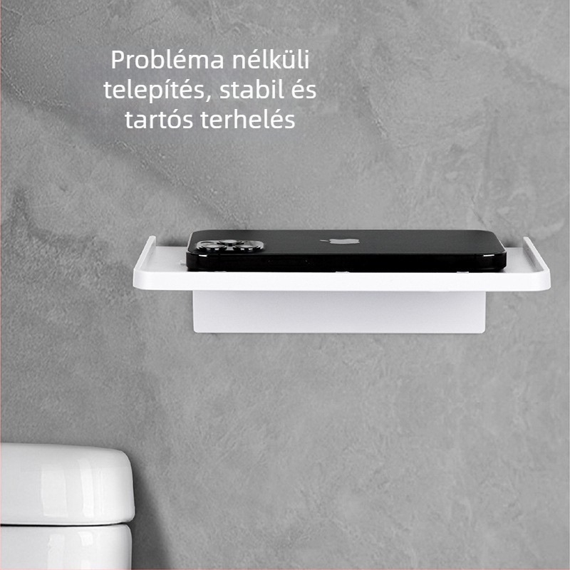 Fali tartó papírzsebkendő doboz – ABS, Modell V-TH10/V-TH12, Öntapadós telepítés, Vízálló és Multifunkcionális (tekercses papírhoz)