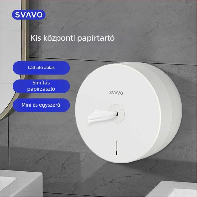 Fali tartó papírzsebkendő doboz – ABS, Modell V-TH10/V-TH12, Öntapadós telepítés, Vízálló és Multifunkcionális (tekercses papírhoz)