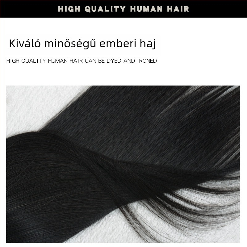 100% emberi hajból készült, varrásmentes, láthatatlan hajdarab, hosszú egyenes, egy klipsz, oldalsó hajhosszabbítás, volument növelő párnák