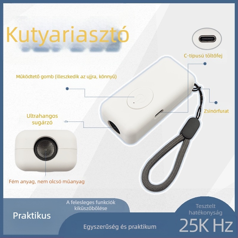 Kültéri ultrahangos kutyariasztó készülék, hordozható, megakadályozza az ugatást, a hajtást és a harapást