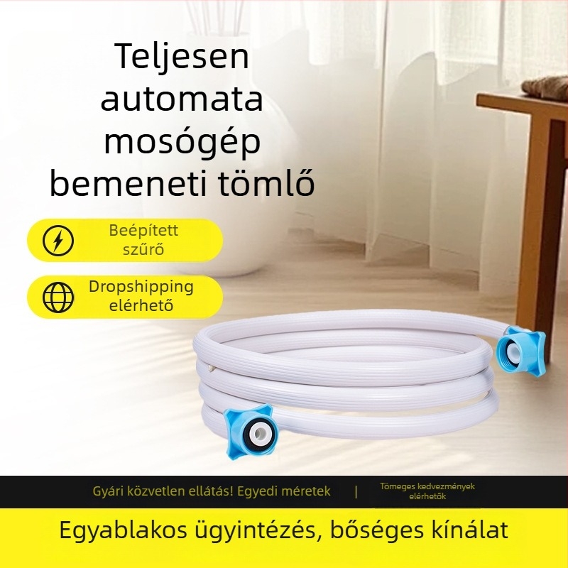 Univerzális mosógép vízbevezető cső, robbanásbiztos, vastagított kivitel, 4/6 menet, félautomata kiömlőcső