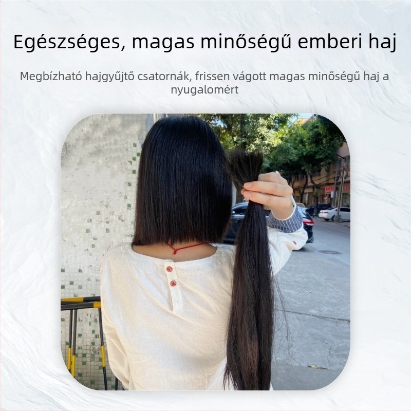 Fejtetői paróka - valódi emberi haj, egyenes haj, sima fedés heg és hajhullás ellen (nem festhető vagy vasalható)