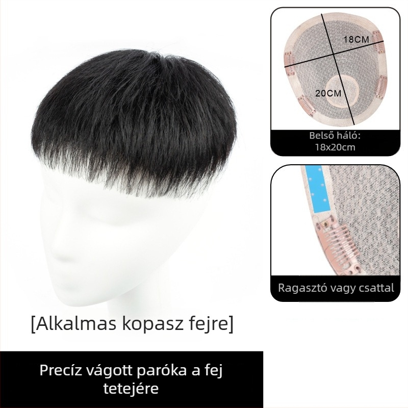 Fejtetői paróka - valódi emberi haj, egyenes haj, sima fedés heg és hajhullás ellen (nem festhető vagy vasalható)