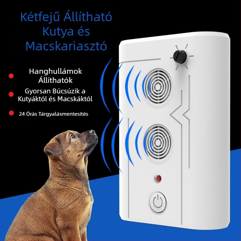 Ultrahangos kutyariasztó, JL-659G kétfejű modell, műanyag ház, nagy teljesítmény, univerzális használat