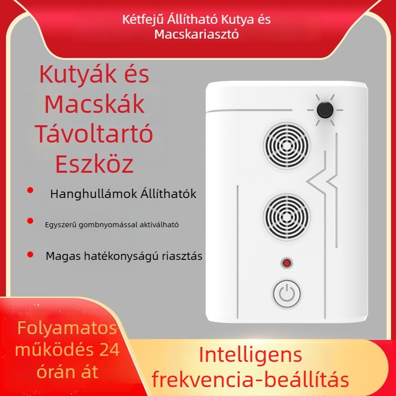 Ultrahangos kutyariasztó, JL-659G kétfejű modell, műanyag ház, nagy teljesítmény, univerzális használat