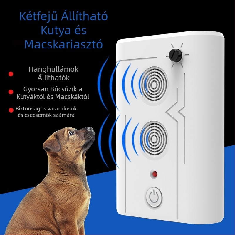 Ultrahangos kutyariasztó, JL-659G kétfejű modell, műanyag ház, nagy teljesítmény, univerzális használat