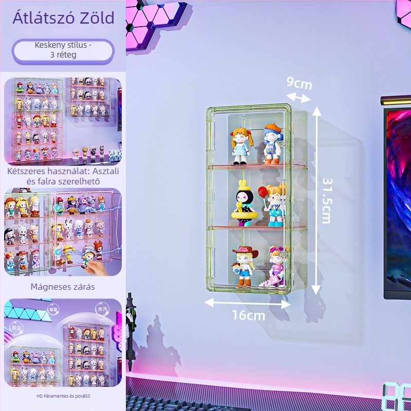 Figura falra szerelhető vitrin – átlátszó, por- és nedvességálló, PET műanyagból, 18 L kapacitás, modell 9625