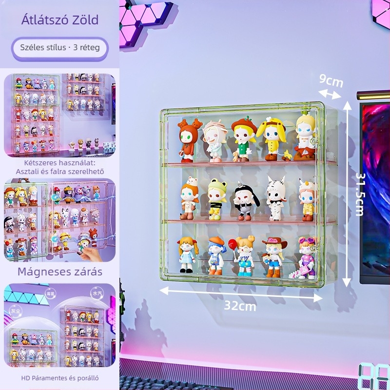 Figura falra szerelhető vitrin – átlátszó, por- és nedvességálló, PET műanyagból, 18 L kapacitás, modell 9625