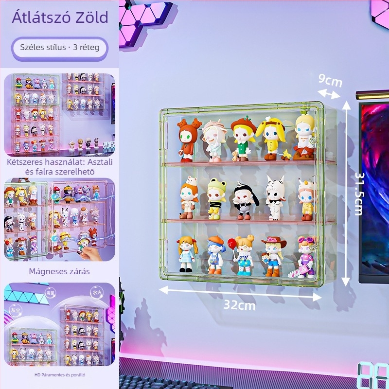 Figura falra szerelhető vitrin – átlátszó, por- és nedvességálló, PET műanyagból, 18 L kapacitás, modell 9625